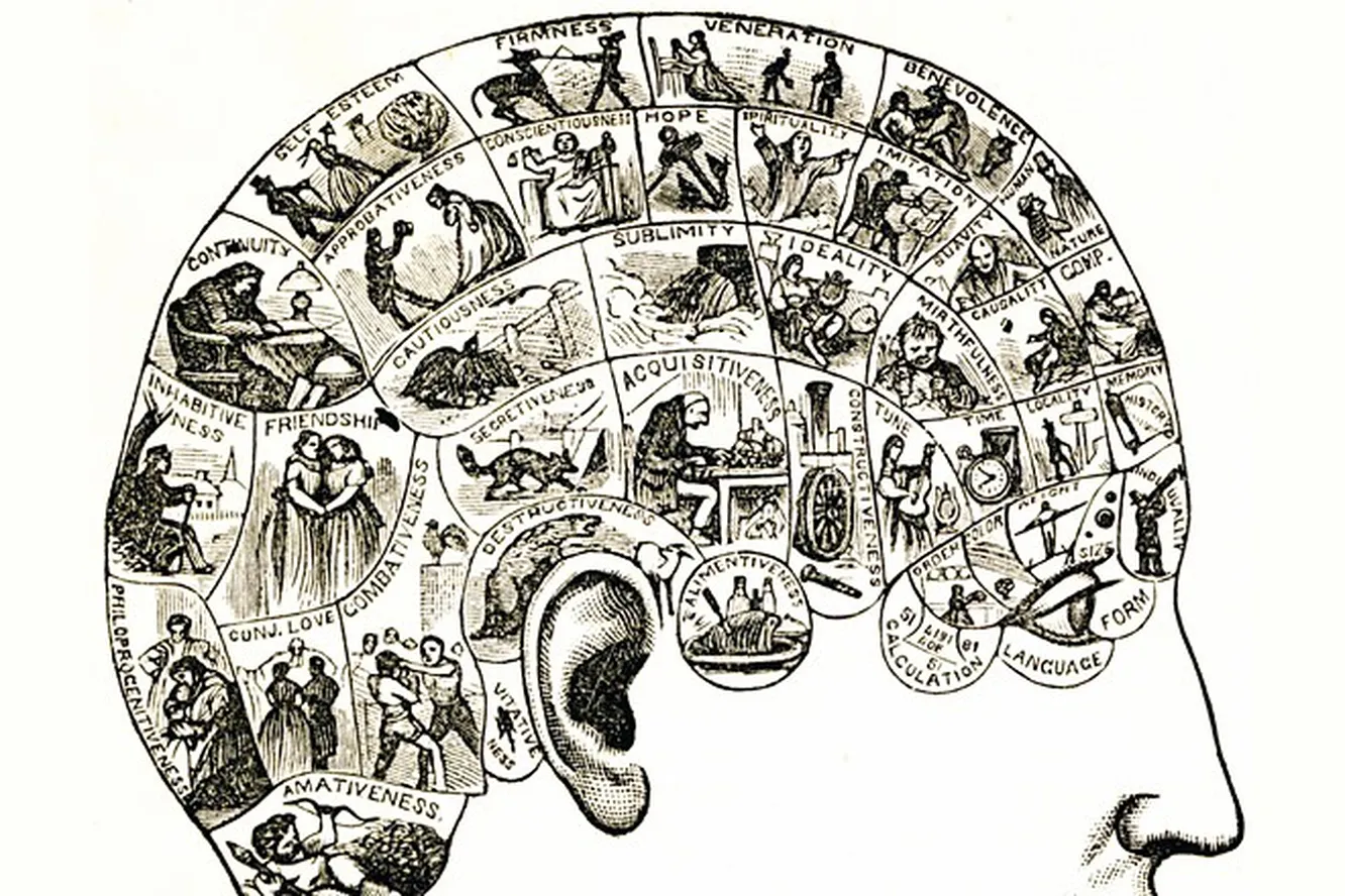 Искусство запоминания 9 букв. Френология карта разума. Йозеф Галль физиогномика. Френология это в психологии. Мозг гравюра.